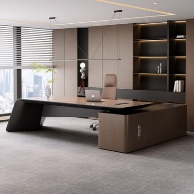 Managing Director Suite with Executive Desk with Leather Blotter & Cable Hub #76